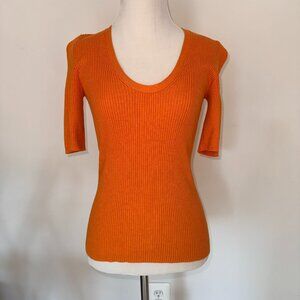 ✨ MODA International by Victoria’s Secret Orange Ribbed Stretch Short Sleeve - S